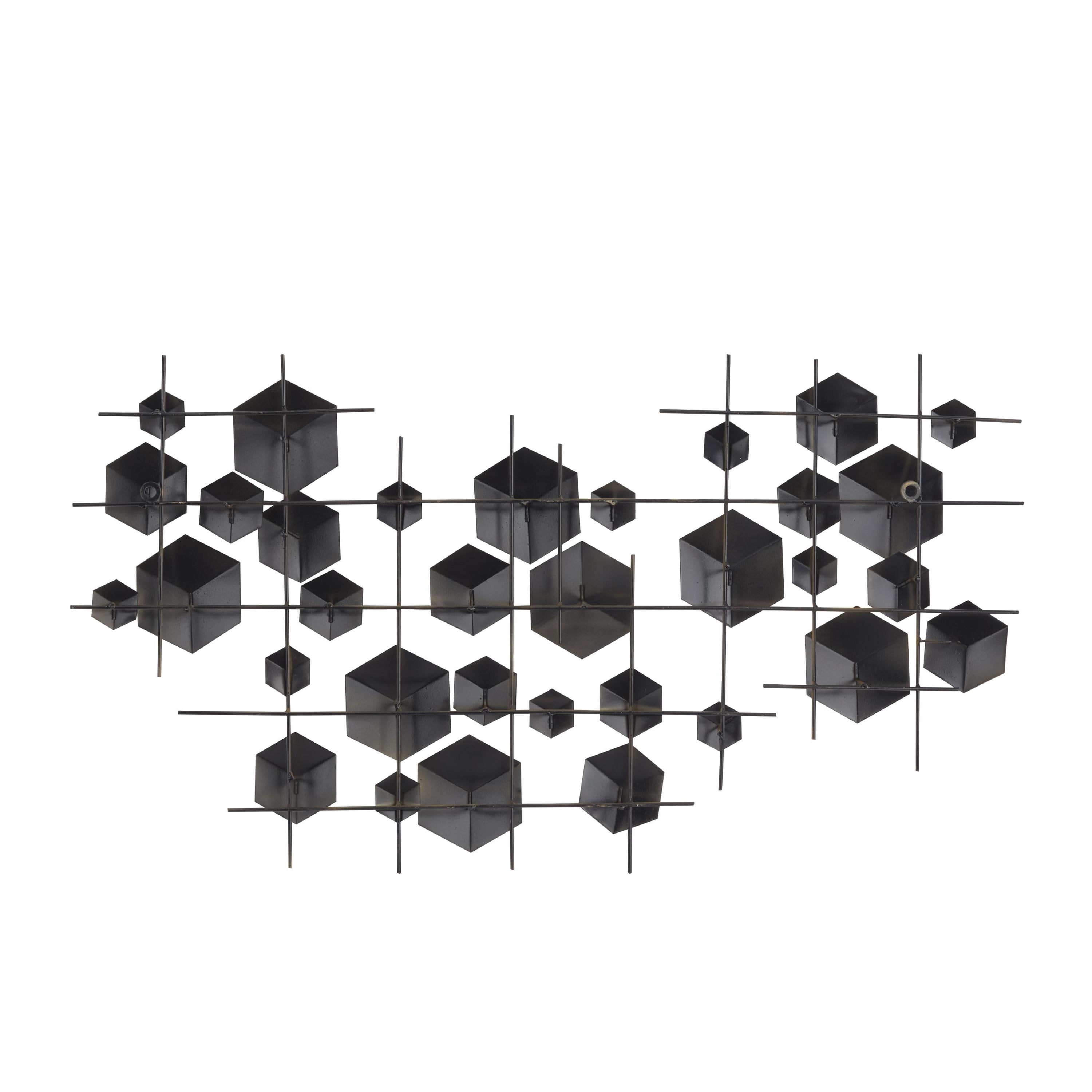 CosmoLiving by Cosmopolitan Gold Metal 3D Cube Relief Geometric Wall Decor