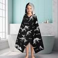 thumbnail image 6 of Black Cartoon Dinosaurs Skeletons Bones Pattern Hooded Bath Towel，60"x35" for Ages 3 To 12 Kids, Quick Dry Lightweight Soft Microfiber Hood Beach Towel Cover Up for Kids, 6 of 7