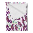 thumbnail image 2 of Paisley Soft Flannel Fleece Throw Blanket, Pastel Abstract Oriental Leaf Motifs Daisy Petals and Swirly Scrolls, Cozy Plush for Indoor and Outdoor Use, 50" x 60", Purple Aqua and Green, by Ambesonne, 2 of 5