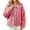 Pink, variant on Women’s Peter Pan Collared Fuzzy Jacket Fleece Coat with Striped Trim