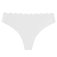 thumbnail image 2 of Womens Seamless Thongs Underwear No Show Thong Scallop Edge Wave-waisted Invisible Panties Sexy Heart Cutout Briefs for Ladies White M, 2 of 4