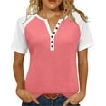 thumbnail image 2 of Women's Loose Fit V-Neck Short Sleeve Raglan T-Shirt for Casual Comfort, 2 of 8