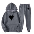 thumbnail image 4 of Women's Athletic Valentine's Day Sweatsuit - 2 Piece Funny Bow Graphic Hoodie Jogger Pants Outfit, 4 of 4