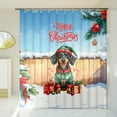 thumbnail image 3 of Merry Christmas Woofmas Xmas Noel Dachshund Elf Candy Cane Snow Shower Curtain Wiener Dog Lover Gifts Idea Waterproof Bathroom Bathtub Curtain - 13017, 3 of 5