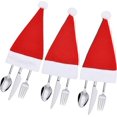 thumbnail image 3 of 36 soportes para cubiertos con sombreros de Papá Noel, soportes para cubiertos para cena, mesa de cena de fiesta, 2,3 "x 5,1", 3 of 4