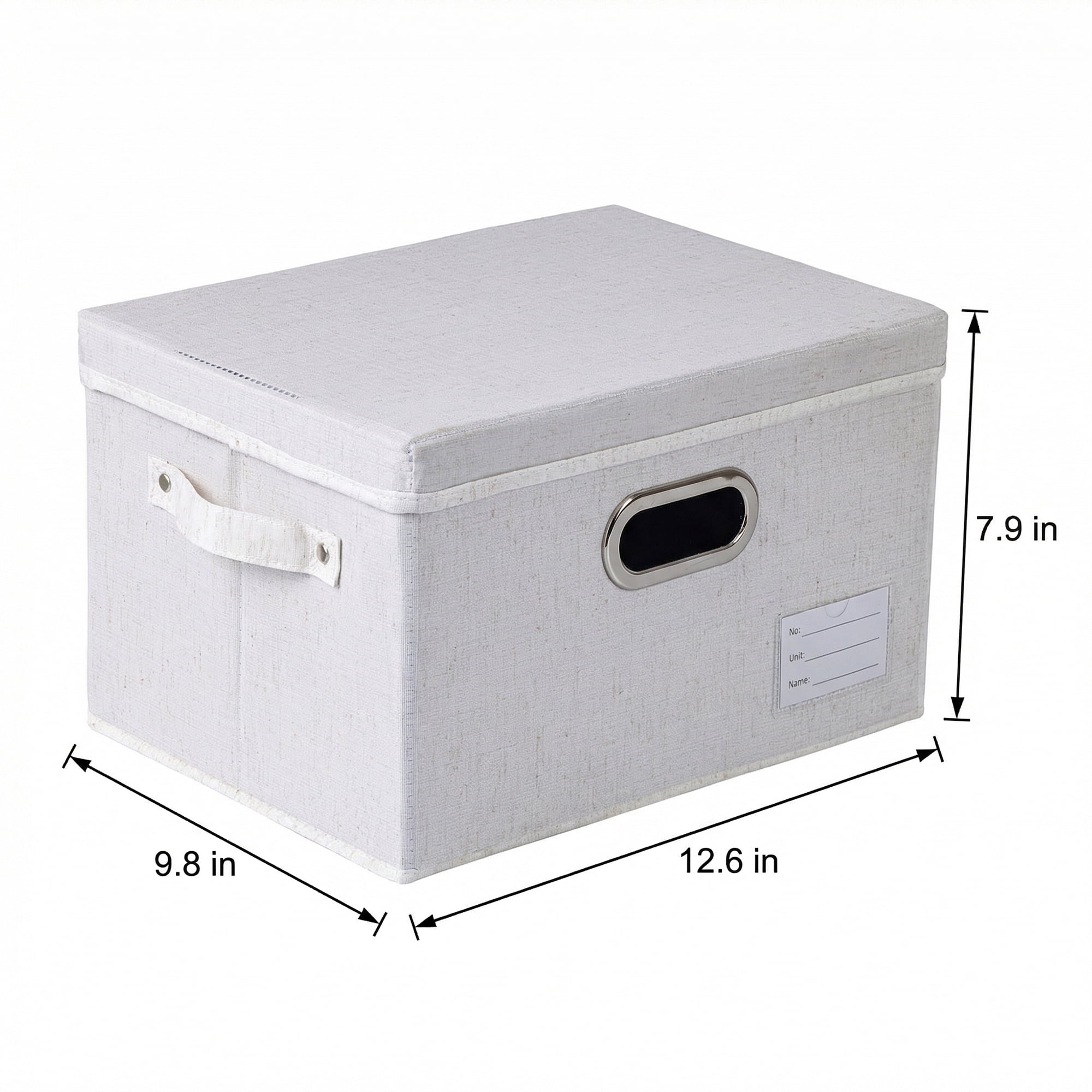Unique Bargains Storage Cube Fabric Collapsible Basket White 12.6*9.8*7.9in