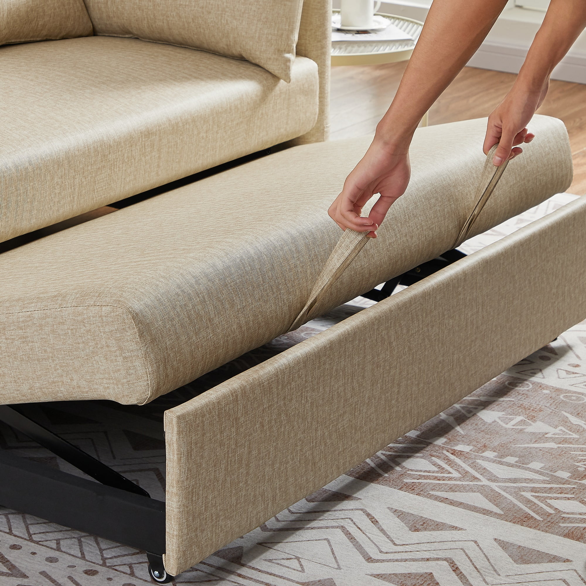 Faux leather sale pull out couch