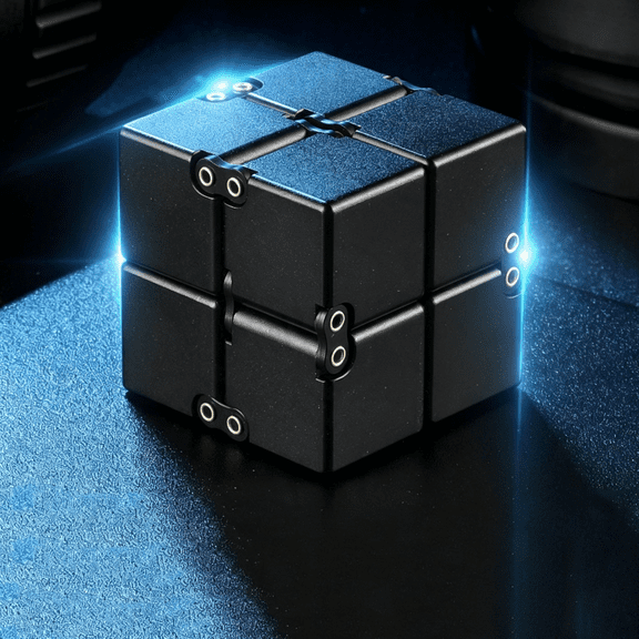 CYFW Infinity Cube Fidget Toys Adults - Aluminum Infinite Magic Cube with Case, Sturdy, Heavy, Relieve Stress and Anxiety, for Add, Adhd, Ocd, Stocking Stuffers for Teens (Black)