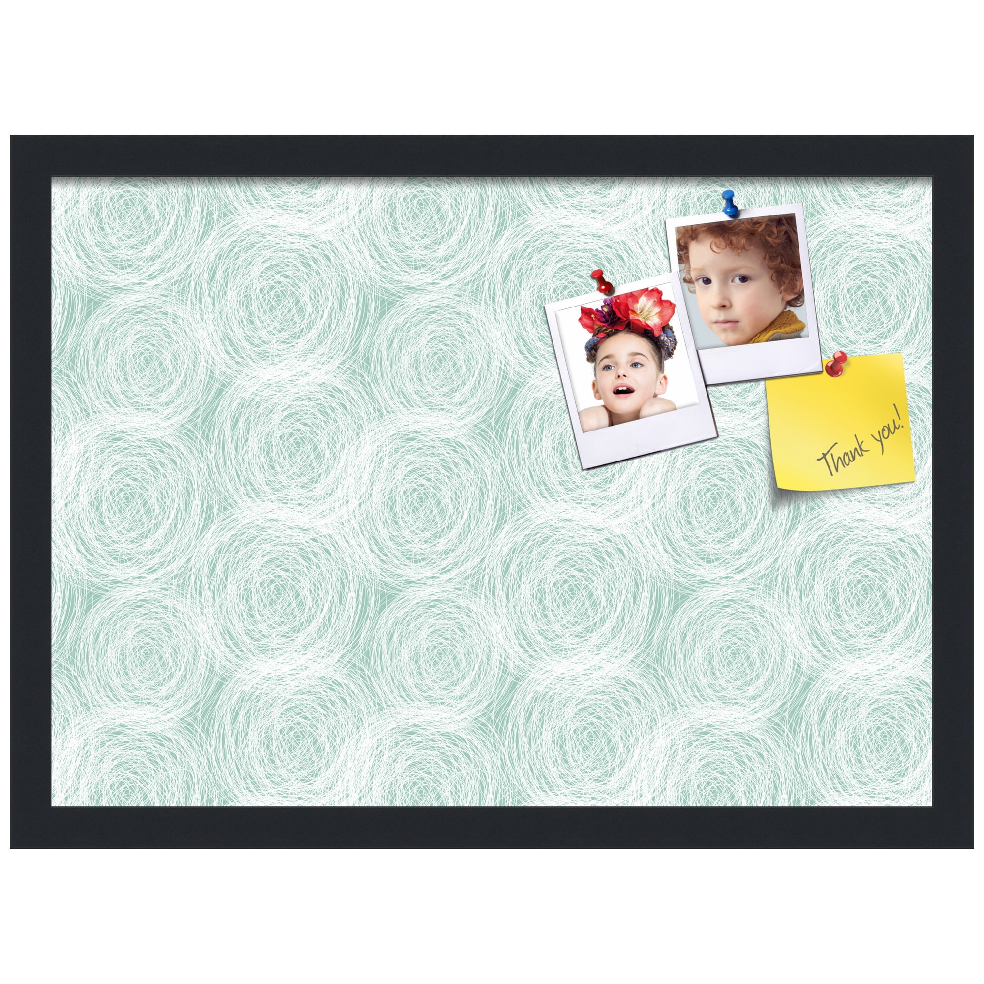 PinPix 21x15 Custom Cork Bulletin Board  Poster Board Has a Fabric Style Canvas Finish, Framed in Circles Sketch Aqua, by ArtToFrames (PinPix-1926)