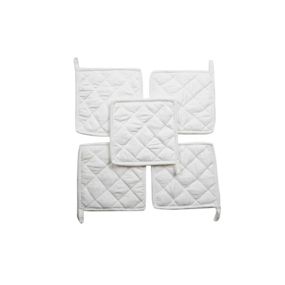 HM Covers 100% Cotton (Pack of 70) Pot Holder 7" x 7" Square, Solid Ivory Color Everyday Quality Kitchen Cooking, Heat Resistance!! - Made