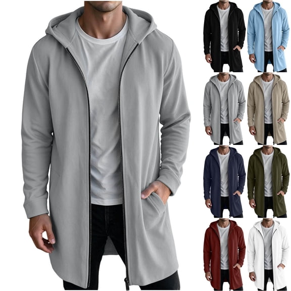 VBVC Men's Fall Long Full Zip Hoodie with Pockets , Oversized Lightweight Jacket For Men, S-3XL