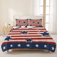 thumbnail image 3 of Twin XL Quilt Set 68''x98'', 4th of July Lightweight Bedspread Coverlet with 2 Pillow Shams, Independence Day Patriotic Red Striped Blue Star Breathable All Season Quilt Bedding for Dorm/Guest Room, 3 of 9