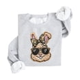 thumbnail image 5 of Ink Printed NOT a Chenille Patch Camo Bow Easter Bunny Pullover for Girls Gray Sweatshirt Youth Medium, 5 of 8