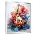 thumbnail image 2 of Designart "Fire Guitar Dry Watercolor painting II" Entertainment Floater Framed Canvas Wall Art, 2 of 7