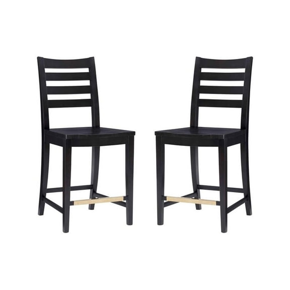 Riverbay Furniture Transitional Beech Wood Set of Two Counter Stools in Black