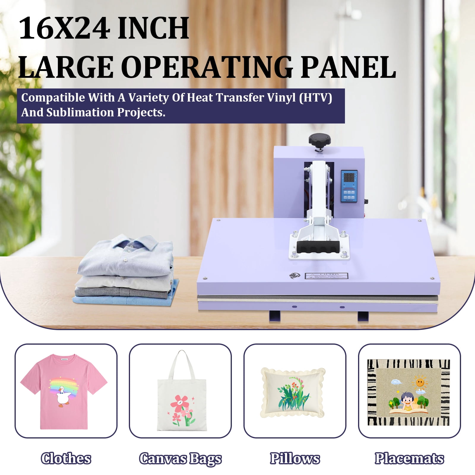 Acekid 15x24" Heat Press Machine, Digital Sublimation, T-Shirt Transfer, Combo Hat Press, Sublimation Press for T-Shirts, Mugs, Caps