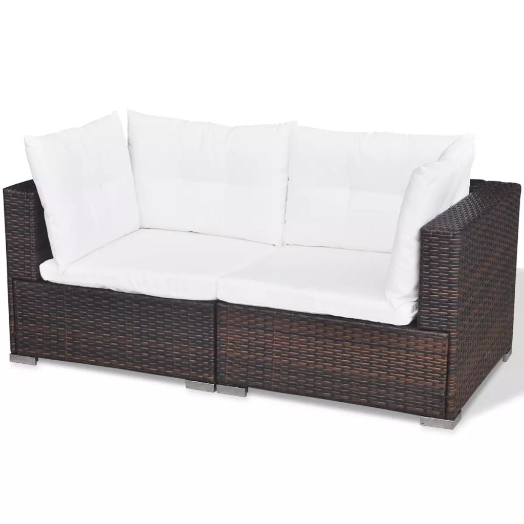 Kepooman Outdoor Patio Rattan Sectional Sofa Set with Cushion & Glass Table, Set of 5, Brown Kepooman Outdoor Patio Rattan Sectional Sofa Set with Cushion & Glass Table, Set of 5, Brown
