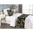 thumbnail image 2 of Butterfly Bed Runner Set, Nature of Spring Season Themed Leaves on Branches with Exotic Moths, Decorative Bedding Scarf & a Pillow Sham for Hotels Homes, Twin, Black and Apple Green, by Ambesonne, 2 of 3