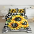 thumbnail image 3 of Homewish Retro Flowers Sunflowers 2pcs Bedding Comforter Set For Teens Female Girls,Geometric Plaid Twin Comforter Sets,Chic Floral Blossoms Breathable Bedding Set,Lightweight Room Decor,Reversible, 3 of 9