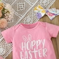 thumbnail image 7 of Gunia Easter Outfit Baby Girl Infant Short Sleeve Letter Printed Romper Newborn Bodysuits Ruffles Shorts Soft Cute Dailywear, 7 of 7