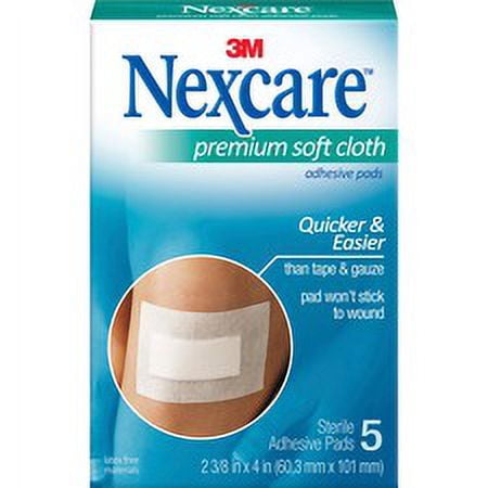 Nexcare Soft Cloth Premium Adhesive Gauze Pad - 3 Ply - 2.38" x 3" - 15/Box - White | Bundle of 5
