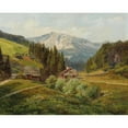 thumbnail image 2 of Konrad Petrides 24x20 Gold Ornate Framed and Double Matted Museum Art Print Titled - View of an Alpine Pasture, the Schneeberg in the Background, 2 of 4