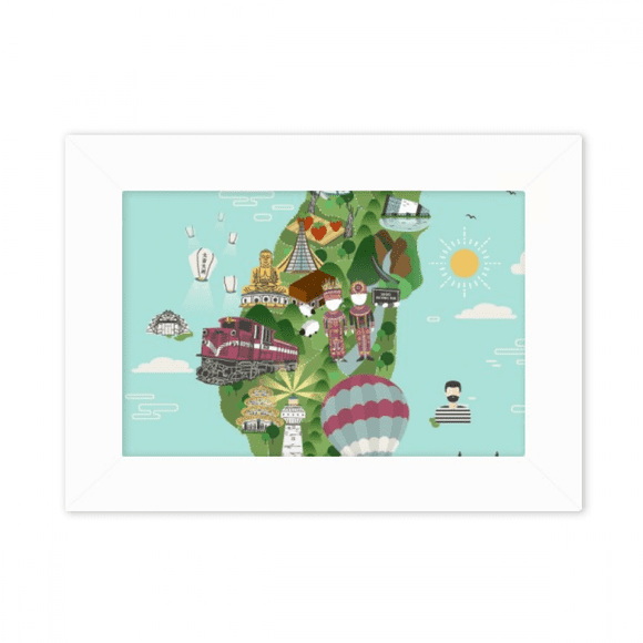 Taiwan Map Landscape China Travel Photo Mount Frame Picture Art Painting Desktop 5x7 inch