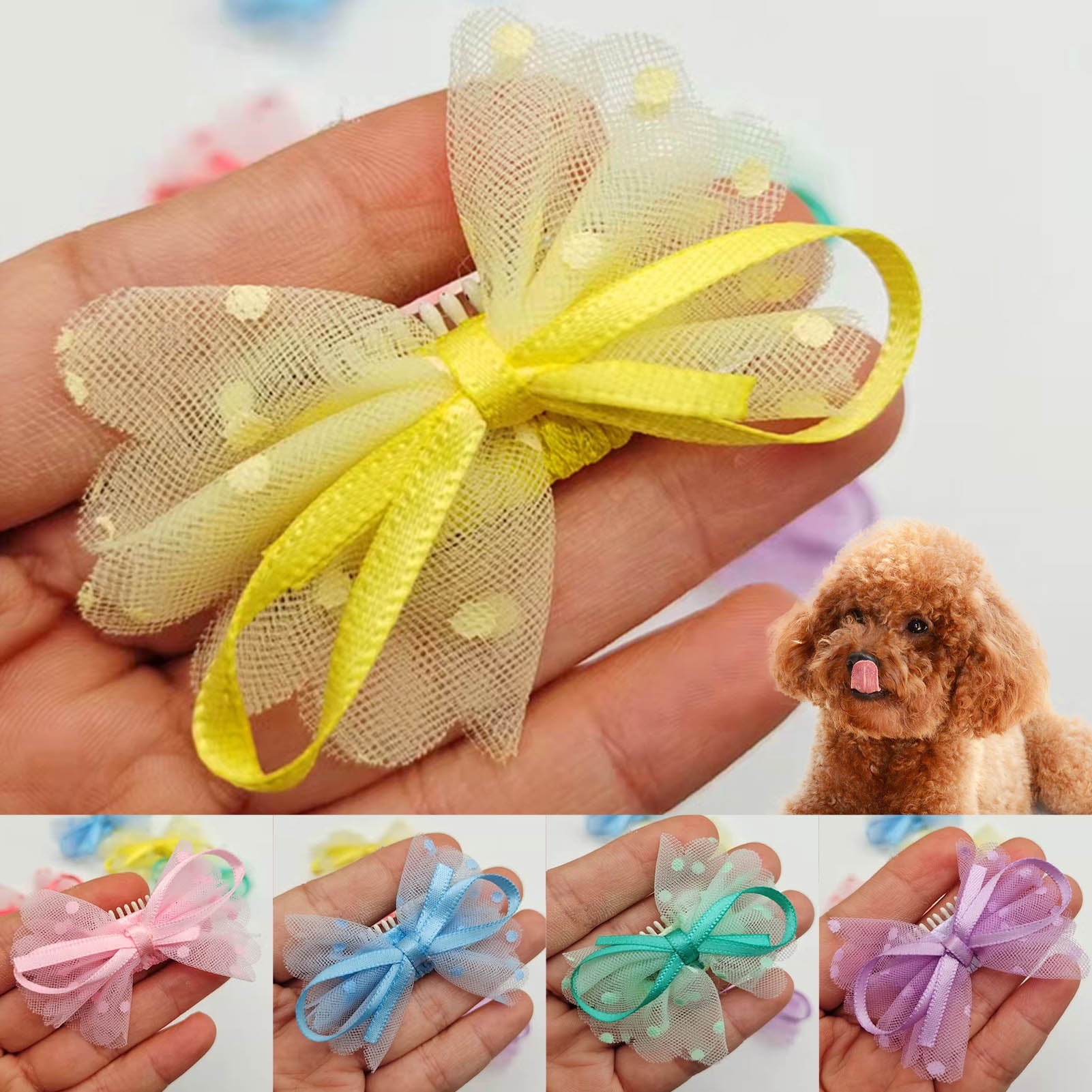 gotofar Pet Hair Barrettes Solid Color Pet Grooming Titanium Steel