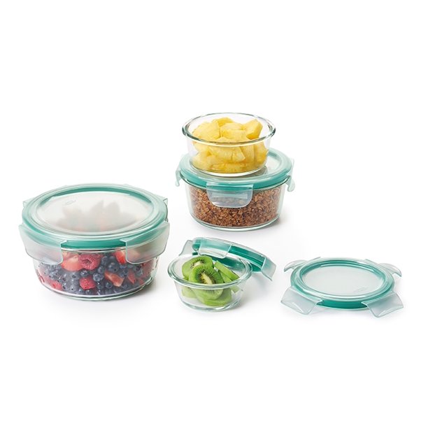 oxo good grips 8pc. smart seal glass round container set