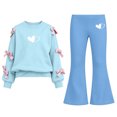 thumbnail image 3 of Stamzod Girls Outfits Size 10-12 Fashion Love Heart Printed Crewneck Tops Bell Bottom Leggings 2 Piece Set Fall Clothes, 3 of 8