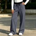 thumbnail image 2 of lnmuld Solid Kids Wide Leg Sweatpants with Contrast Waist Drawstring Grey,15-16 Years, 2 of 4