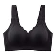 thumbnail image 3 of DDAPJ pyju Womens Seamless T-Shirt Bras Wireless Comfy Everyday Bra Scalloped V-Neck Lace Bralette Full Coverage Push Up Bras Black L, 3 of 7
