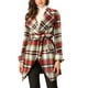 thumbnail image 1 of Abrigo de cuadros con cuello chal asimétrico y cinturón para mujer Inspire Chic XS rojo y blanco, 1 of 8