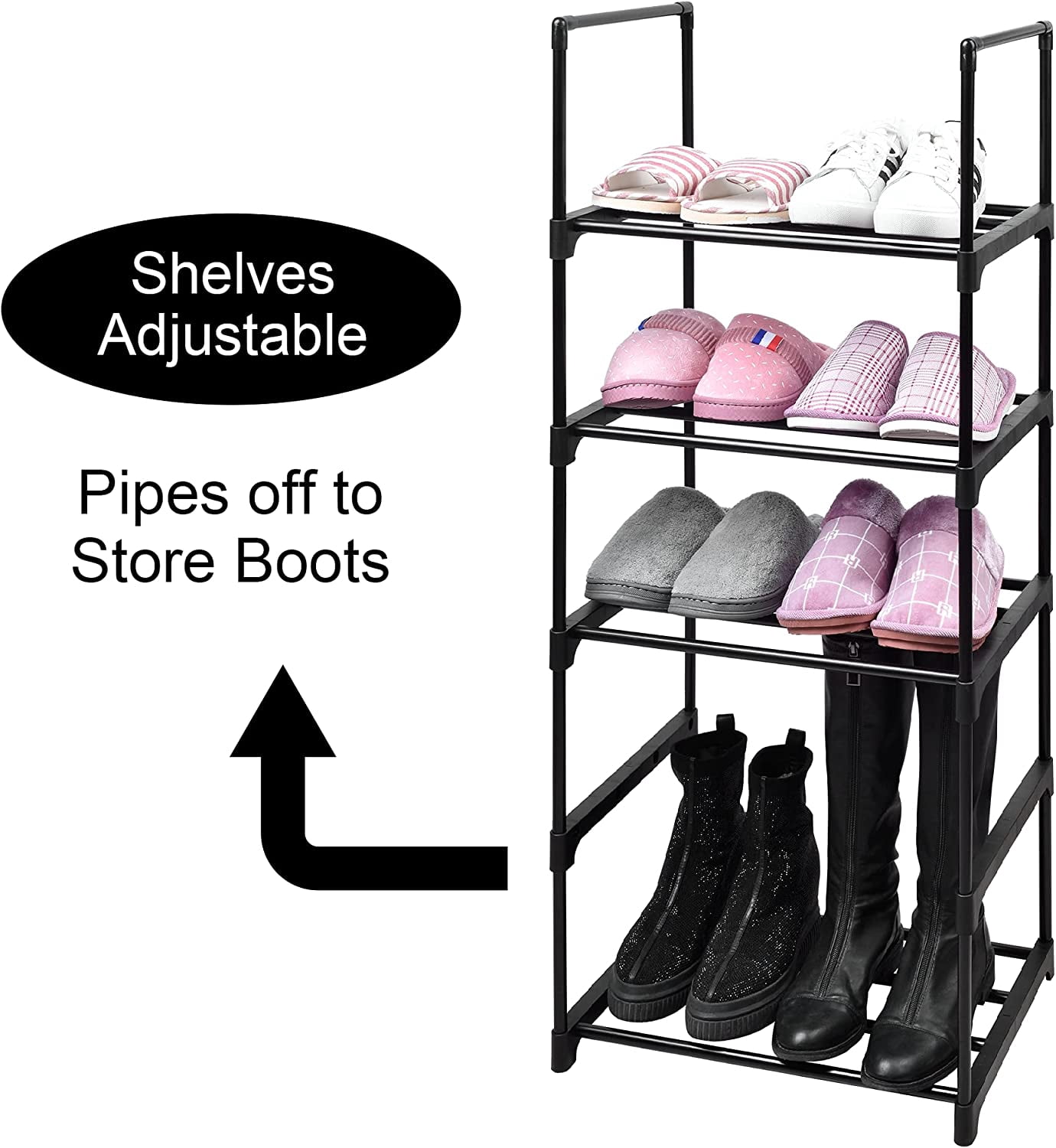 KOMI 5-Tier Metal Shoe Organizer Rack - Compact, Durable & Easy Assembly for Entryway | Accommodates 10-12 Pairs of Shoes