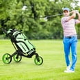 thumbnail image 4 of Gymax 3 Wheels Foldable Golf Push Pull Cart Trolley w/ Adjustable Handle Brake Green, 4 of 10