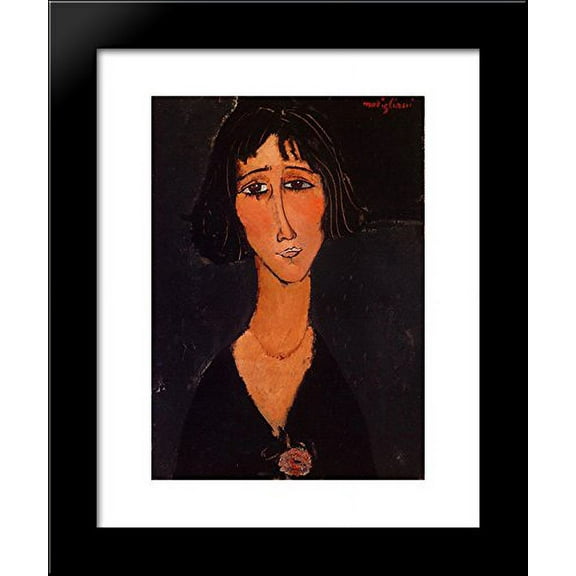 Young Girl Wearing a Rose 20x24 Framed Art Print by Modigliani, Amedeo