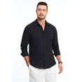 thumbnail image 6 of Men's Linen Cotton Shirts Long Sleeve Button Down Shirts Lightweight Solid Casual Shirt with Pocket, 6 of 9