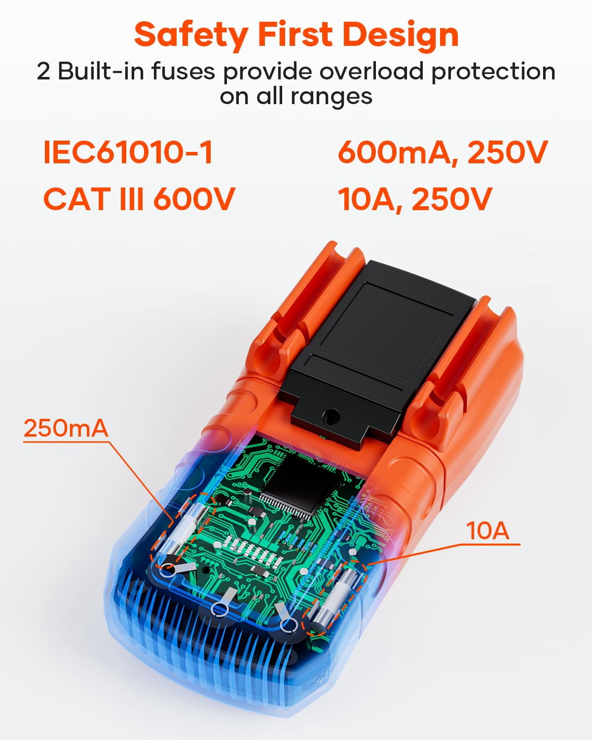 Digital Multimeter, 6000 Counts Auto-Ranging Tester, NCV Detection, Measures Voltage Current Resistance Capacitance Frequency