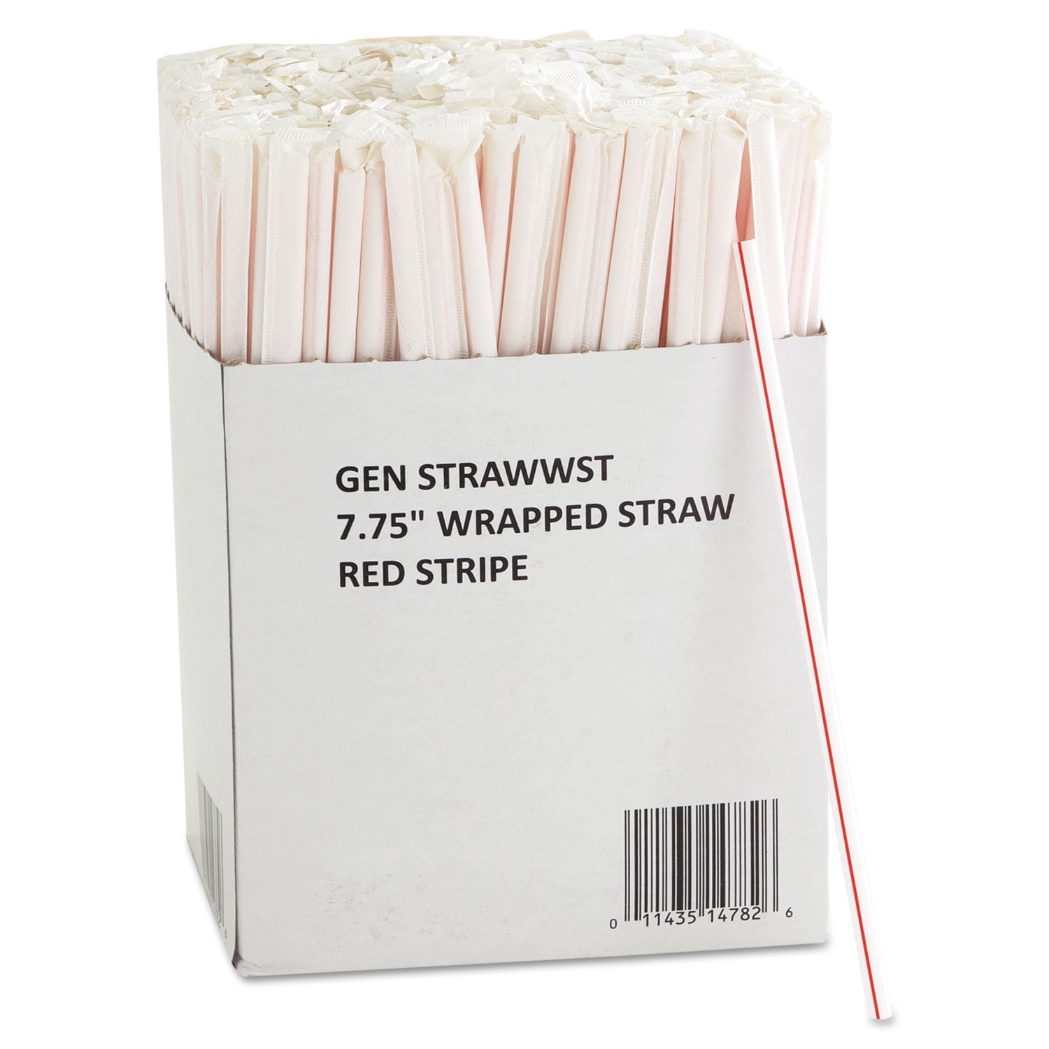 Wrapped Jumbo Straws, 7 3/4", White w/Red Stripes, 24/Carton Walmart