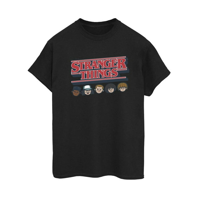 Netflix Womens Stranger Things Caricature Logo Cotton Boyfriend T-Shirt