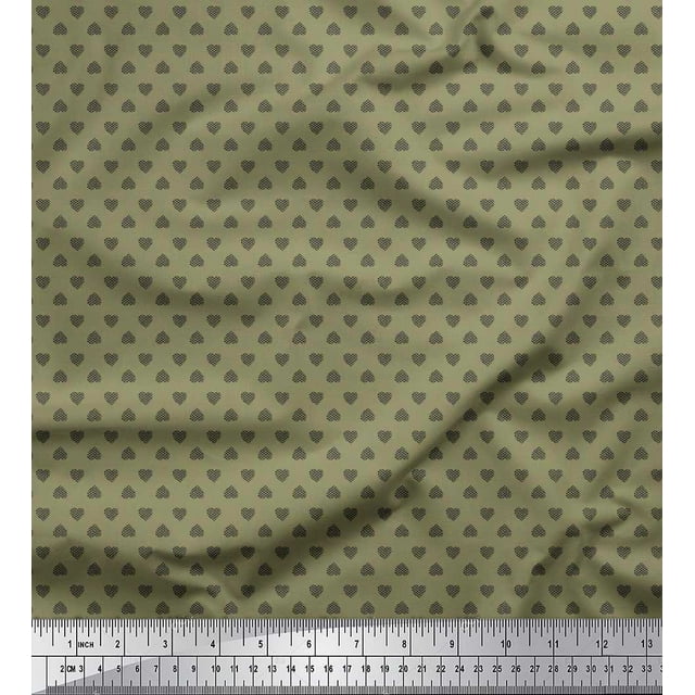 Soimoi Poly Georgette Fabric Heart Shirting Print Fabric by The Yard 52 Inch Wide