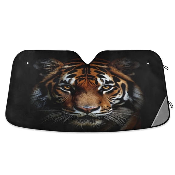 Windshield Sun Shade for Cars, 55"x27.6" Foldable Car Sun Shade with Aluminum Foil Bubble Heat Insulation, UV Protection for Sedan/SUV/Truck,Tiger