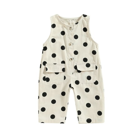 

Qtinghua Infant Toddler Baby Girls Jumpsuit Polka Dots Print Sleeveless Romper Bodysuits Clothes Apricot 9-18 Months