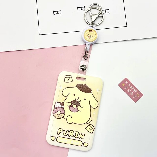 Sanrio tarjetero de Hello Kitty, My Melody Kuromi, Charm de Anime de dibujos animados, identificación de estudiante, Linda cubierta protectora, llavero, accesorios, regalo