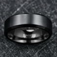 thumbnail image 4 of 8mm Mens Black Wedding Bands Brushed Finish Tungsten Rings with Beveled Edge Size 7, 4 of 6