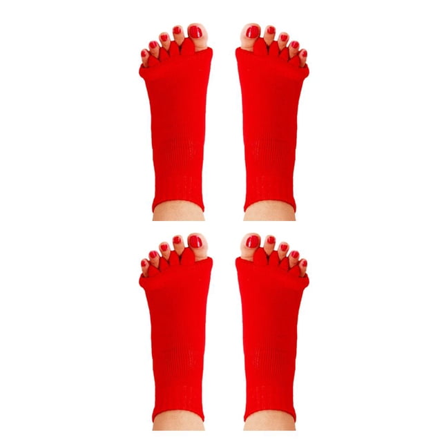 Wosthever 1 Pair 5 Toe Socks Overlapping Color Comfortable Breathable Dressing Solid Separation Relaxing Hosiery rojo 2piezas