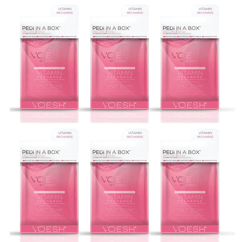 Voesh Pedi In A Box 4 In 1 Deluxe Vitamin Recharge Pink Grapefruit Pack Of 6