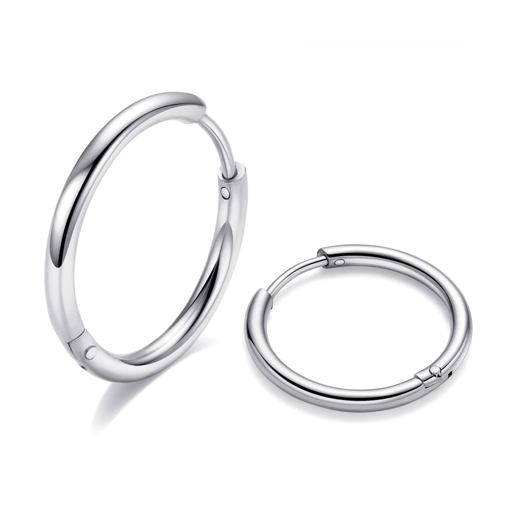 1pair Black Stainless Steel Womens Hoop Earrings for Men Huggie Ear Piercings Hypoallergenic 20G 