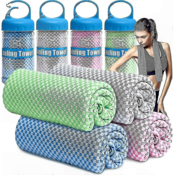Instant Cooling Towel Set - 4 Pack, 40"x12" Soft Fabric for Neck and Face Refreshment