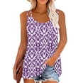 thumbnail image 2 of Goodeals Printed Tank Tops for Women Summer Loose Flowy Shirts Fashion Double Spaghetti Strap Camisole Dressy Casual Sleeveless Work Blouses Square Neck Outfits(Purple,XL), 2 of 6